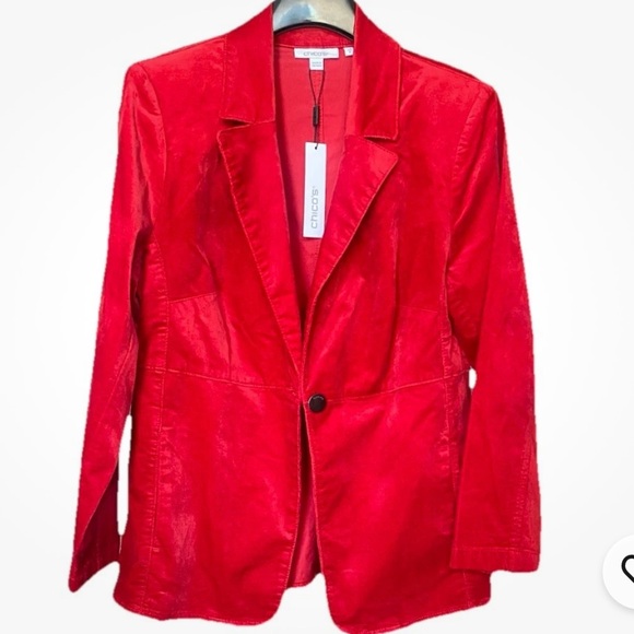 Chico's Jackets & Blazers - Chico’s Elegant Red velvet Women's Jacket size 2.5 or XL NEW